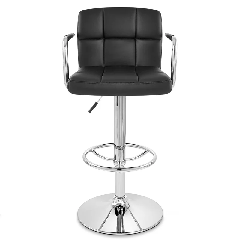 Chaise de Bar Faux Cuir Chrome - Maze Noir