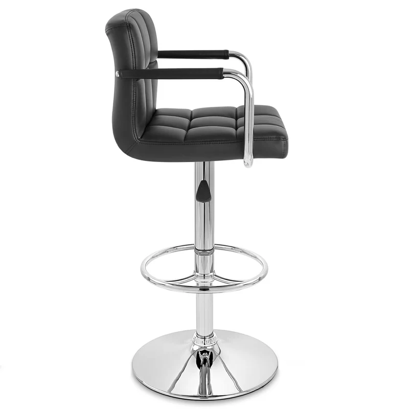 Chaise de Bar Faux Cuir Chrome - Maze Noir