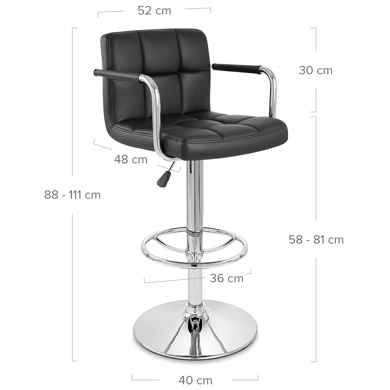 Chaise de Bar Faux Cuir Chrome - Maze Noir
