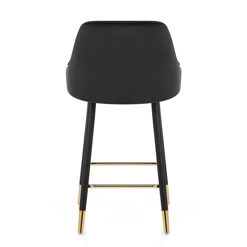 Chaise de Bar Bois Velours Doré - Glam Noir