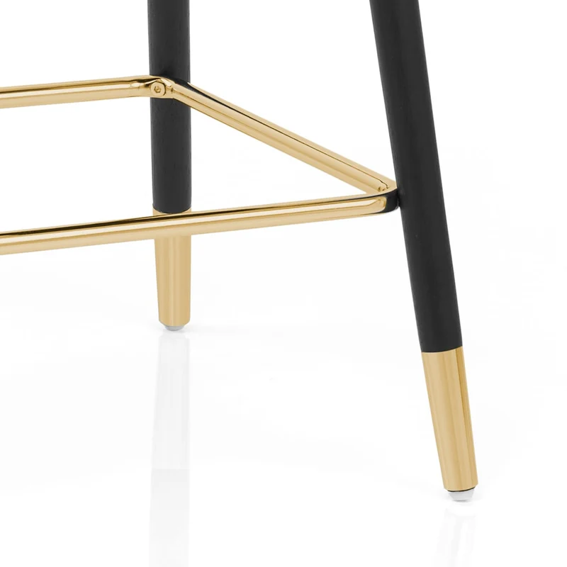 Chaise de Bar Bois Velours Doré - Glam Noir