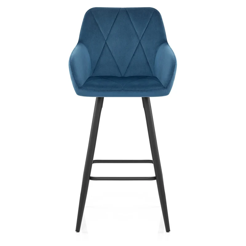 Tabouret de Bar Velours - Lanson Bleu Foncé