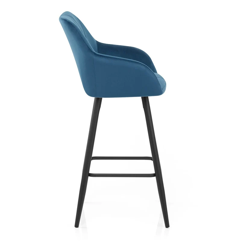 Tabouret de Bar Velours - Lanson Bleu Foncé