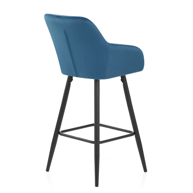 Tabouret de Bar Velours - Lanson Bleu Foncé