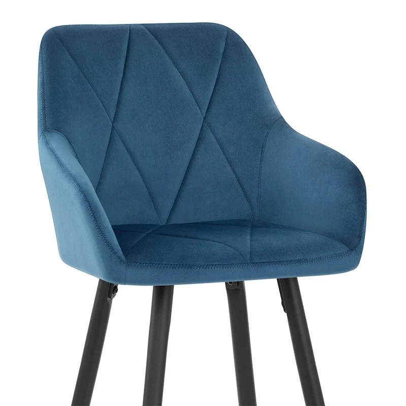 Tabouret de Bar Velours - Lanson Bleu Foncé