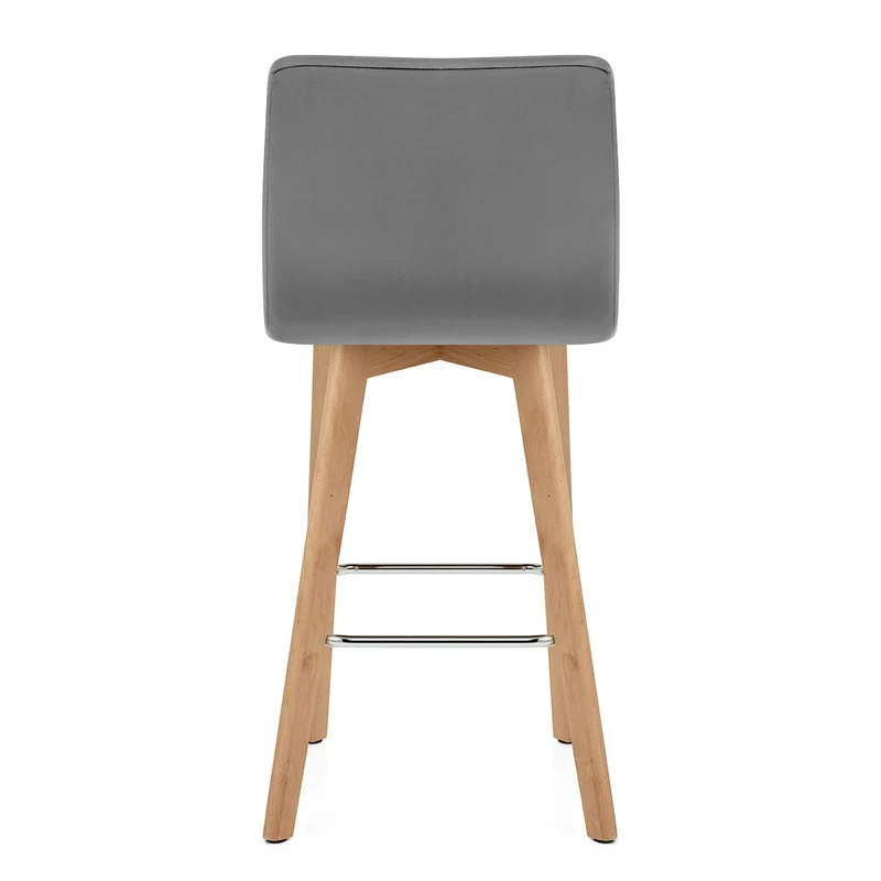 Tabouret de Bar Velours Bois - Pure Gris