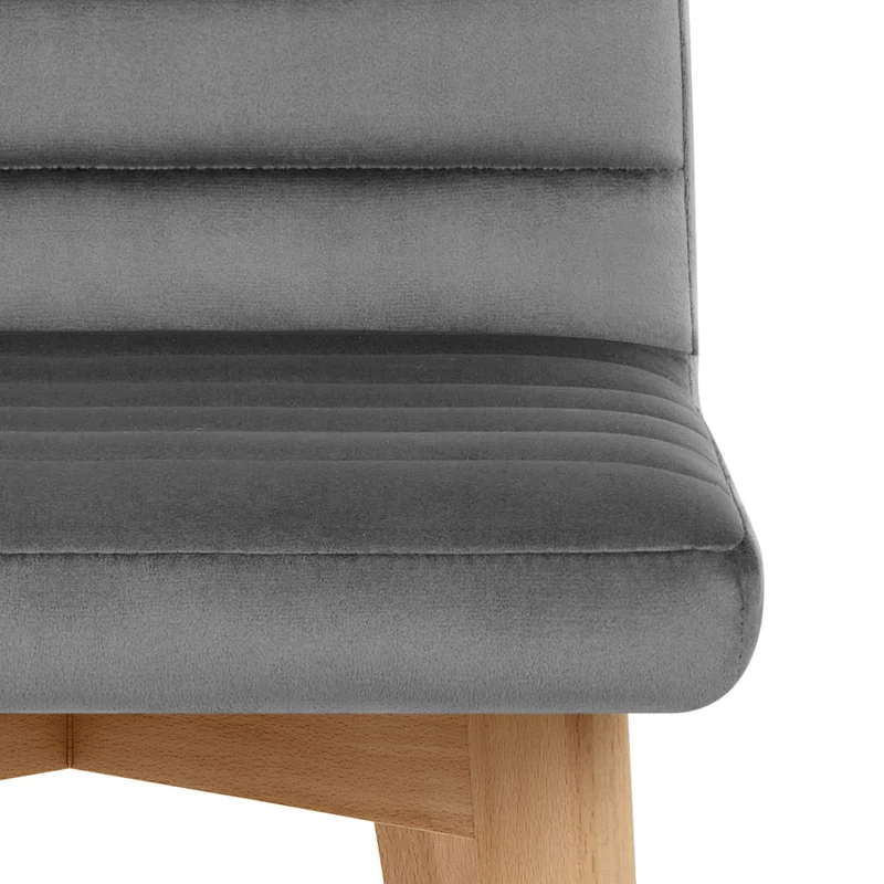 Tabouret de Bar Velours Bois - Pure Gris
