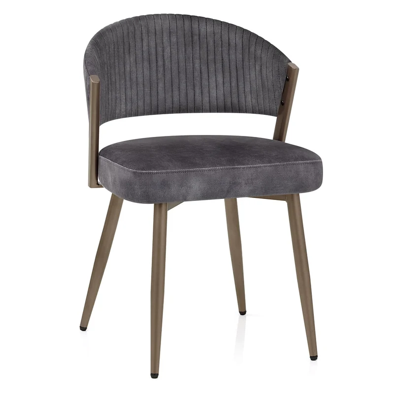 Chaise Velours - Lusso Gris Foncé