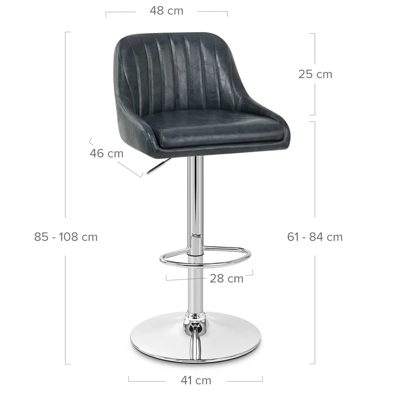 Tabouret de Bar Faux Cuir - Hobart Bleu Foncé
