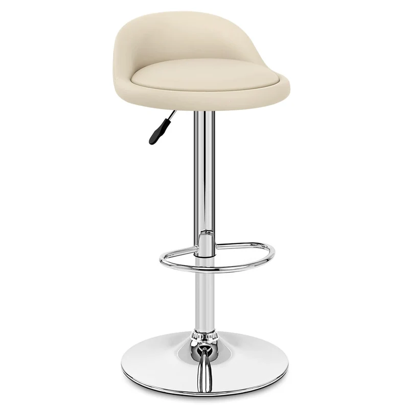 Chaise de Bar Cuir Chrome - Lulu Crème
