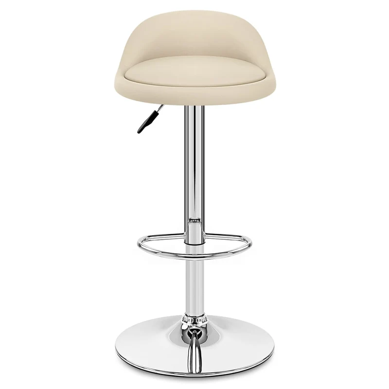 Chaise de Bar Cuir Chrome - Lulu Crème
