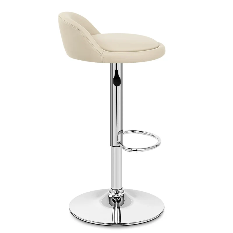 Chaise de Bar Cuir Chrome - Lulu Crème