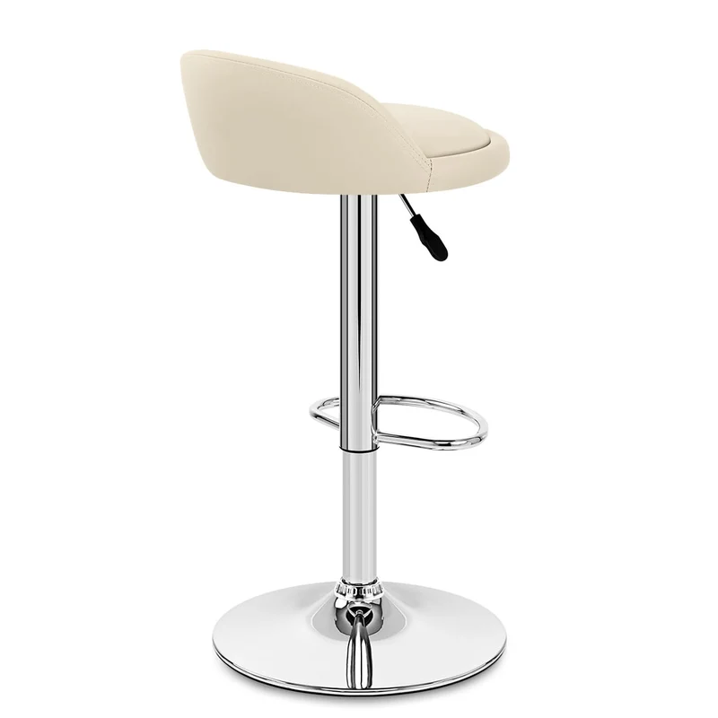 Chaise de Bar Cuir Chrome - Lulu Crème