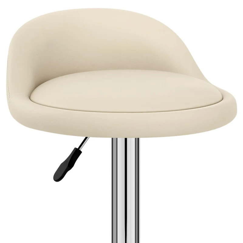 Chaise de Bar Cuir Chrome - Lulu Crème