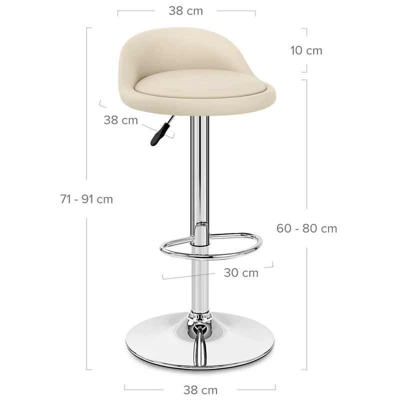 Chaise de Bar Cuir Chrome - Lulu Crème