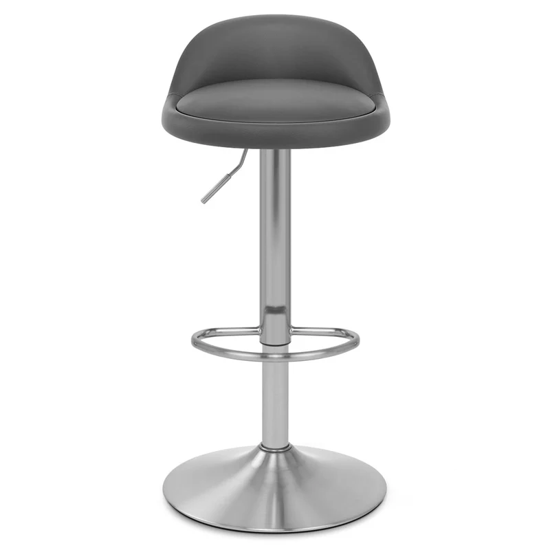 Chaise de Bar Faux Cuir Chrome Brossé - Lulu Gris