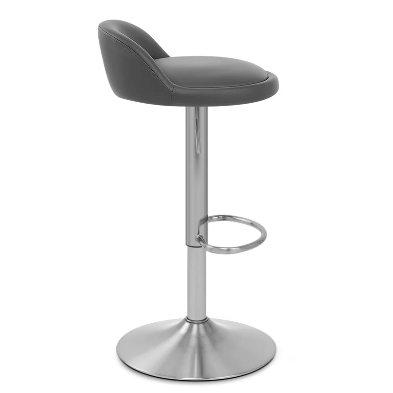 Chaise de Bar Faux Cuir Chrome Brossé - Lulu Gris