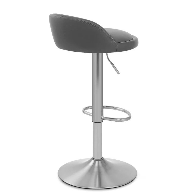 Chaise de Bar Faux Cuir Chrome Brossé - Lulu Gris