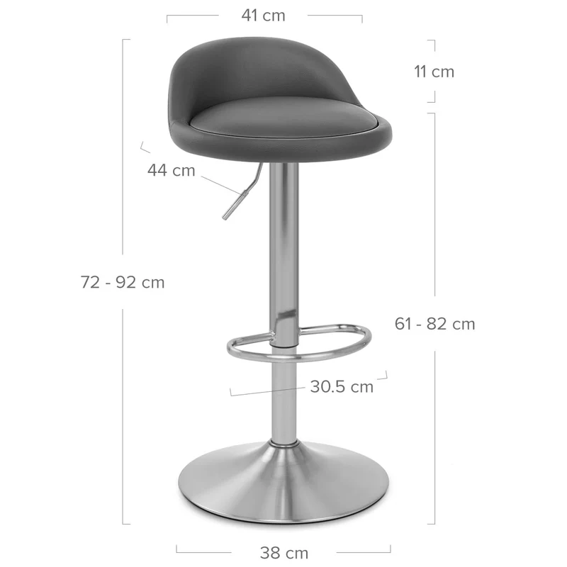 Chaise de Bar Faux Cuir Chrome Brossé - Lulu Gris