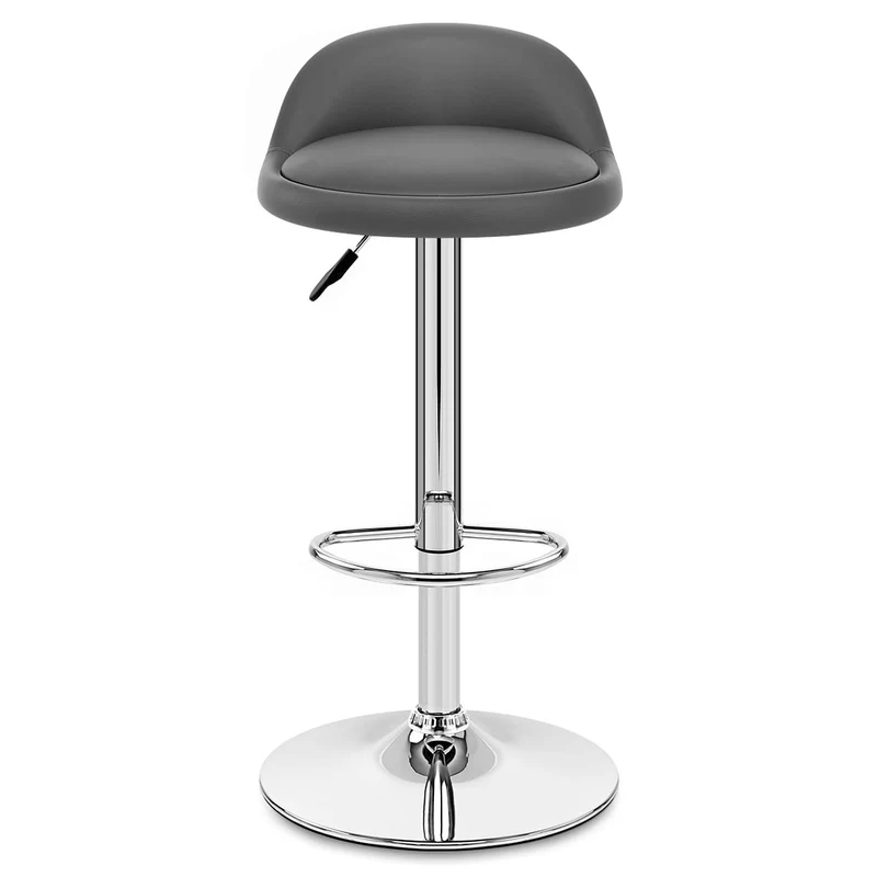 Chaise de Bar Faux Cuir Chrome - Lulu Gris