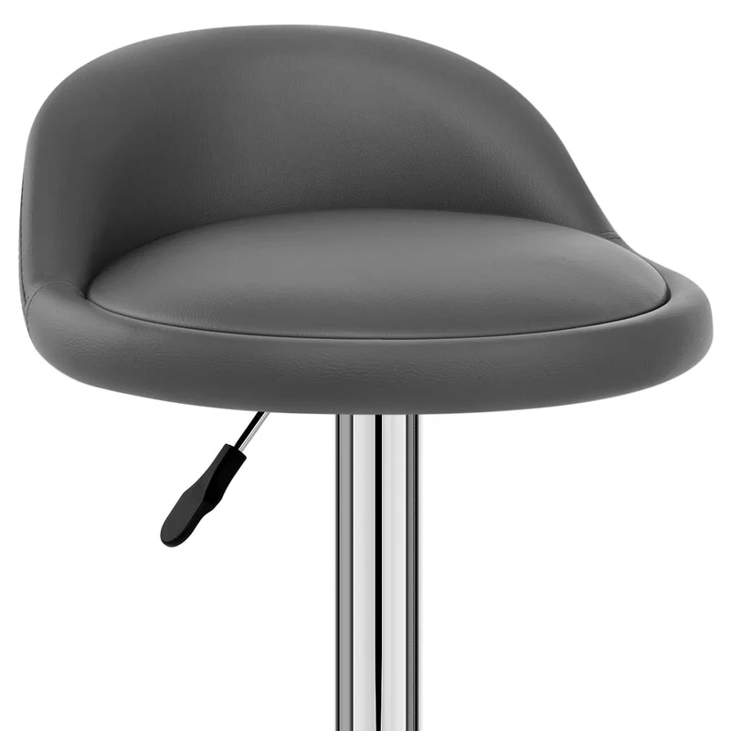 Chaise de Bar Faux Cuir Chrome - Lulu Gris