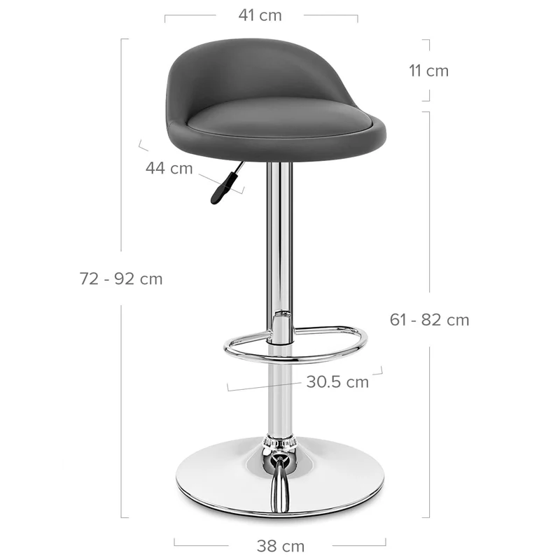 Chaise de Bar Faux Cuir Chrome - Lulu Gris