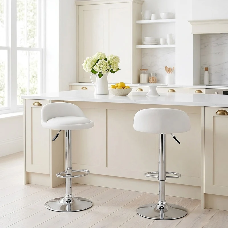 Chaise de Bar Faux Cuir Chrome - Lulu Blanc