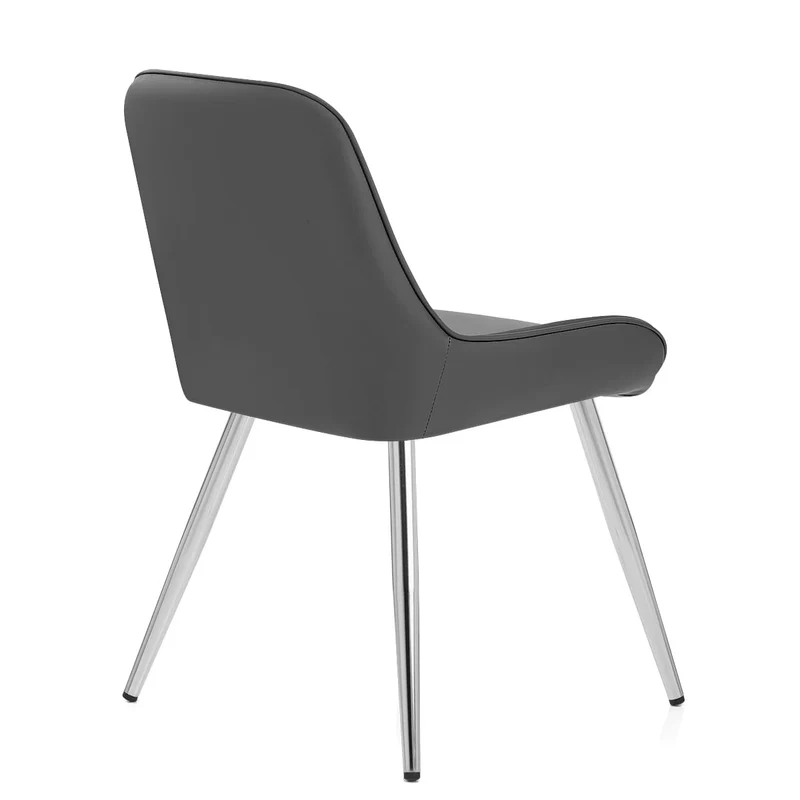Chaise Faux Cuir Chrome - Lincoln Gris