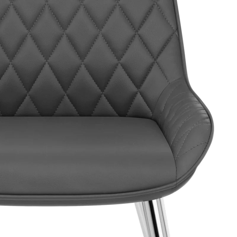 Chaise Faux Cuir Chrome - Lincoln Gris