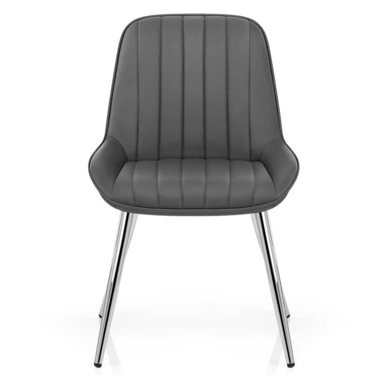 Chaise Chrome Faux Cuir - Mustang Gris Foncé