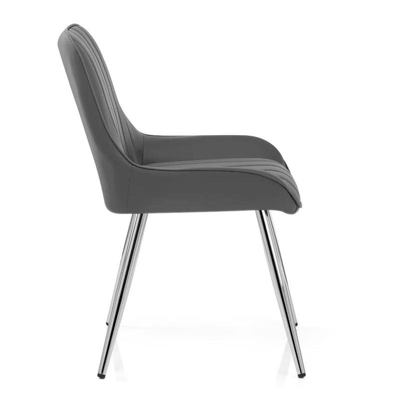 Chaise Chrome Faux Cuir - Mustang Gris Foncé
