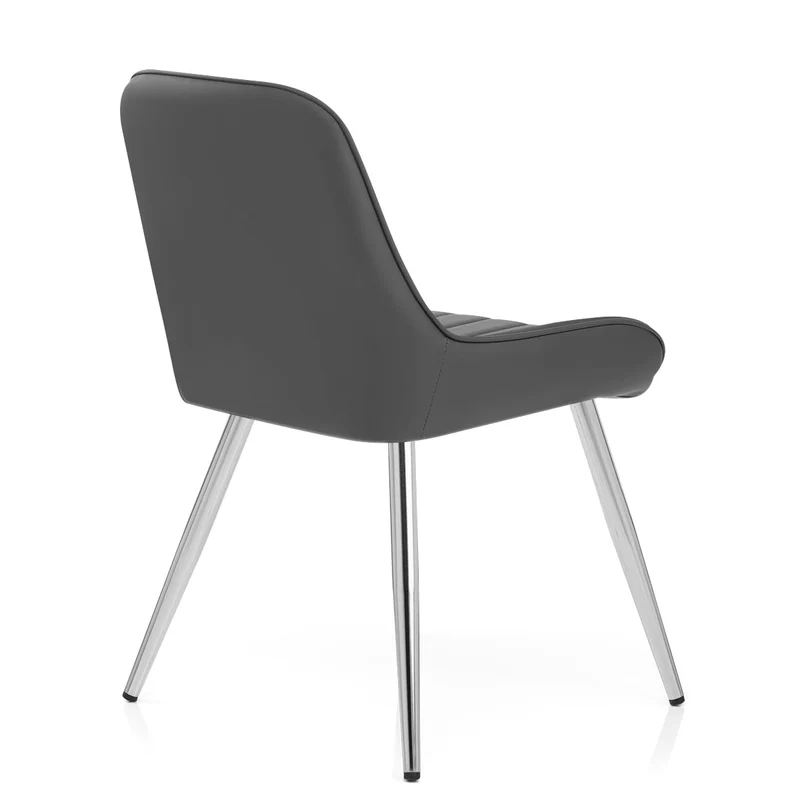 Chaise Chrome Faux Cuir - Mustang Gris Foncé