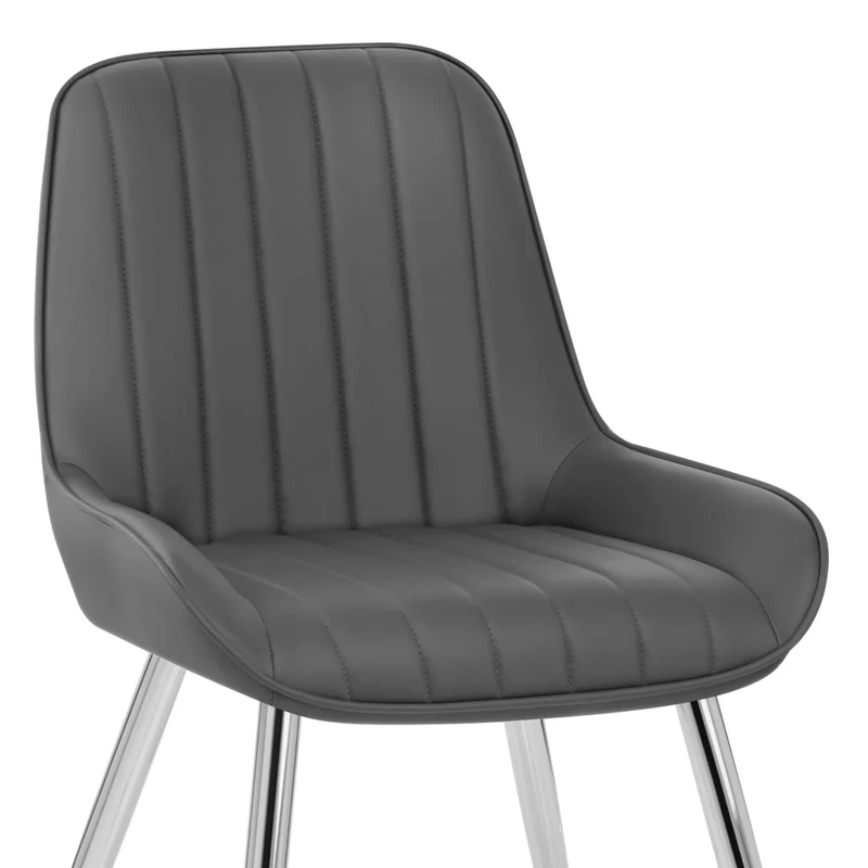 Chaise Chrome Faux Cuir - Mustang Gris Foncé