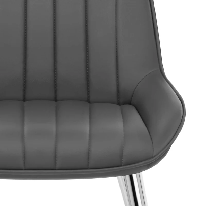 Chaise Chrome Faux Cuir - Mustang Gris Foncé