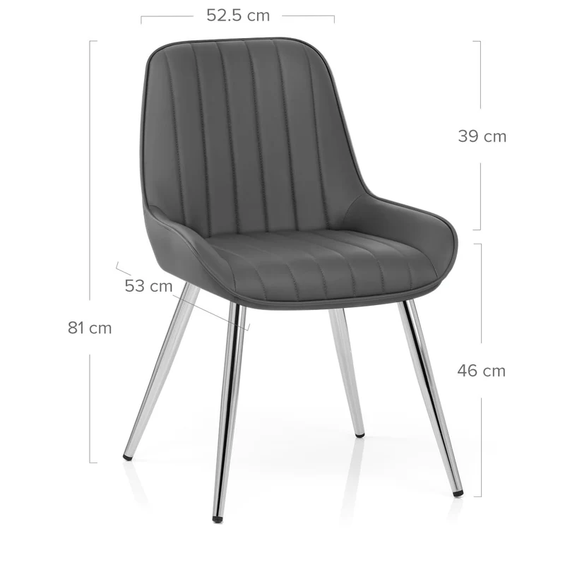 Chaise Chrome Faux Cuir - Mustang Gris Foncé