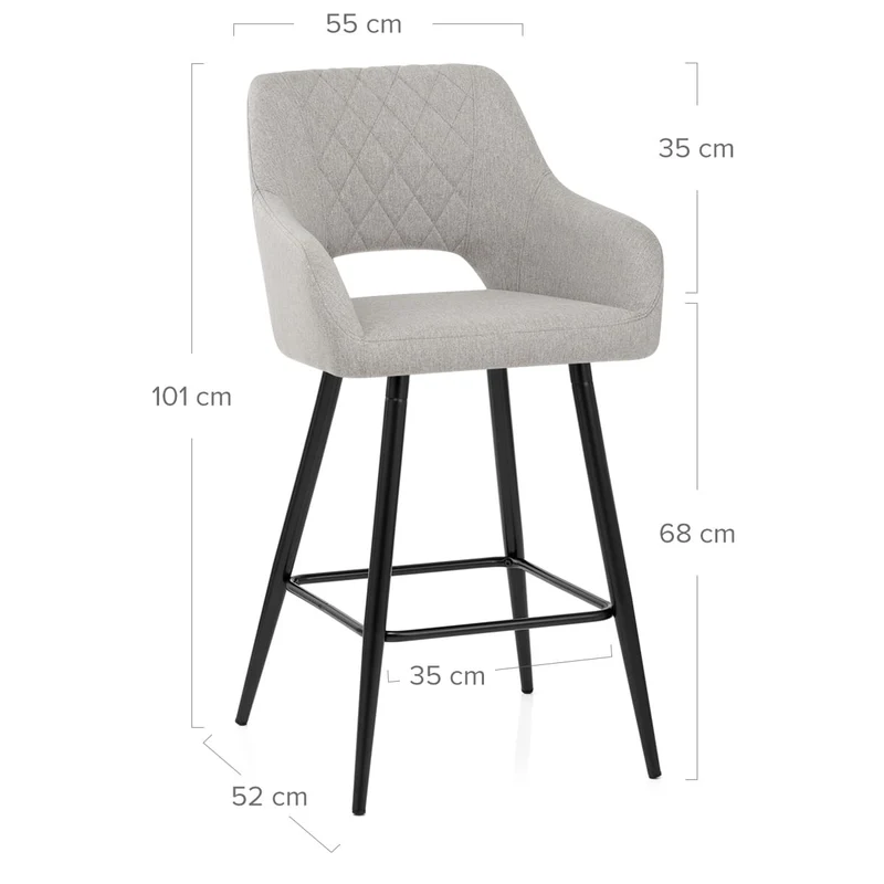 Tabouret de Bar Tissu - Lopez Gris