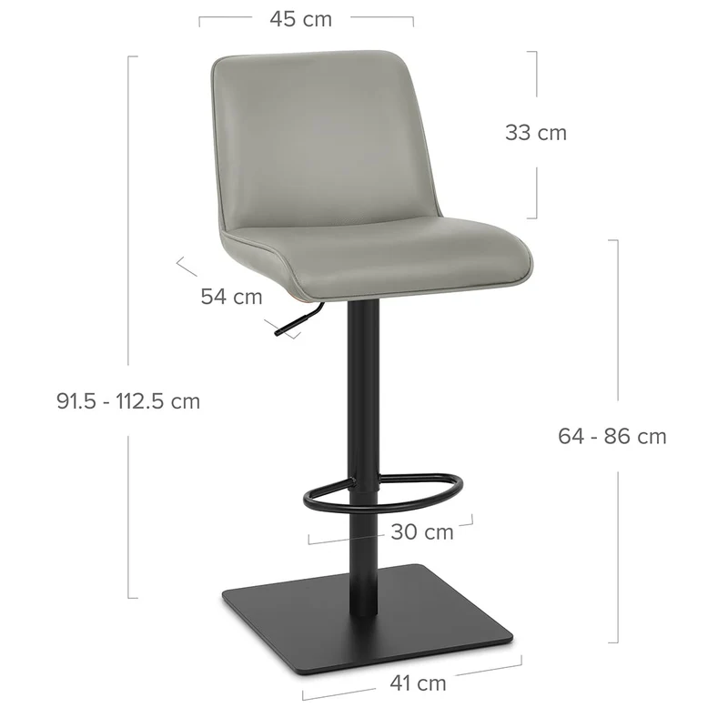Tabouret Cuir Véritable - Lola Gris