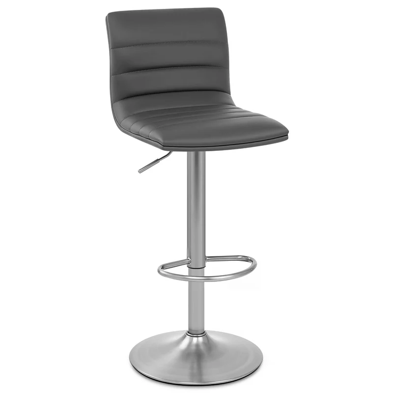 Chaise de Bar Faux Cuir Chrome Brossé - Linear Gris