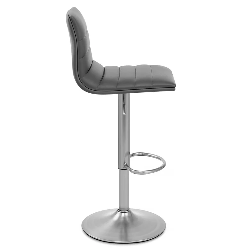 Chaise de Bar Faux Cuir Chrome Brossé - Linear Gris