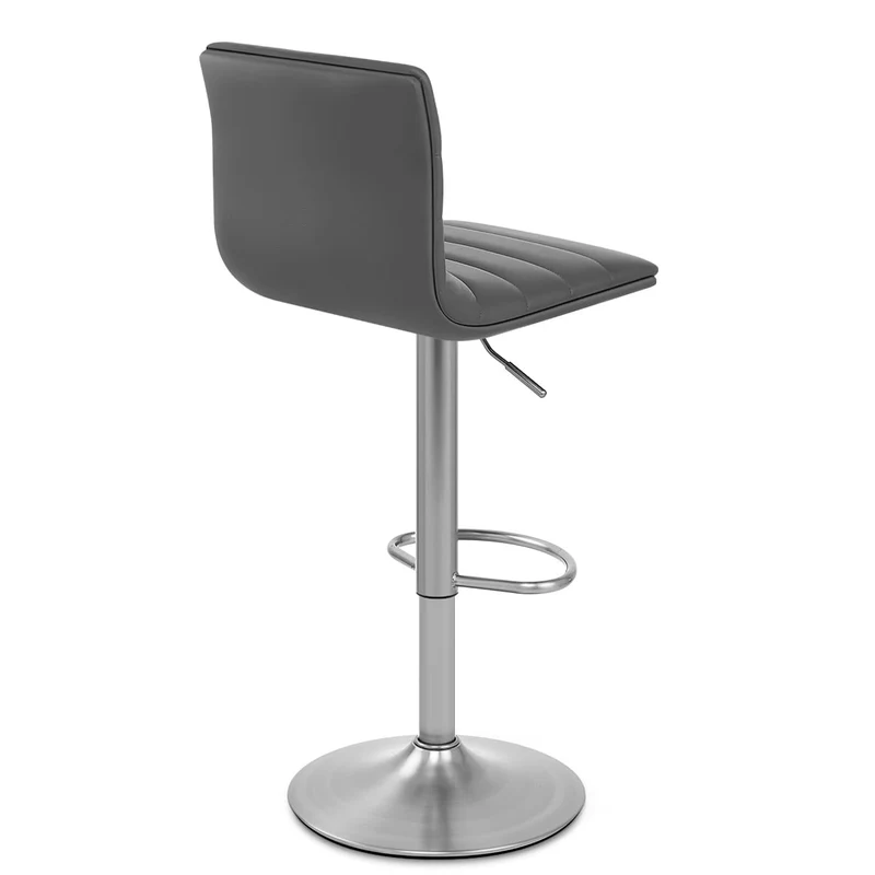 Chaise de Bar Faux Cuir Chrome Brossé - Linear Gris