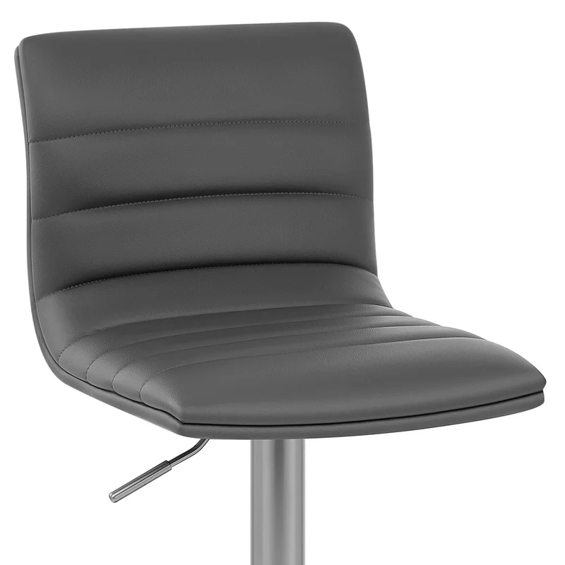 Chaise de Bar Faux Cuir Chrome Brossé - Linear Gris