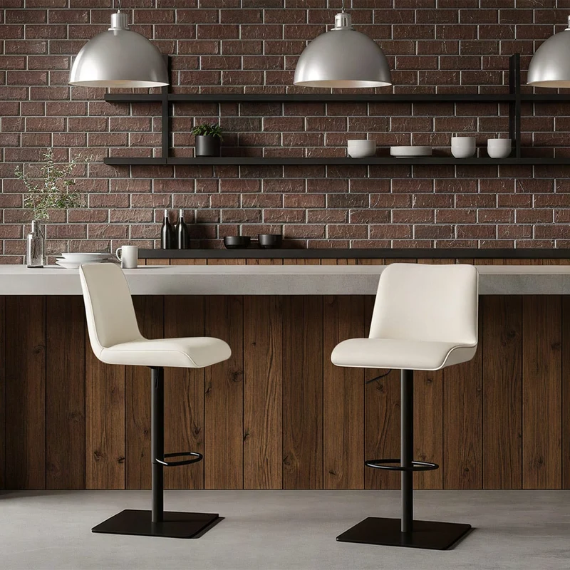 Tabouret Cuir Véritable - Lola Crème