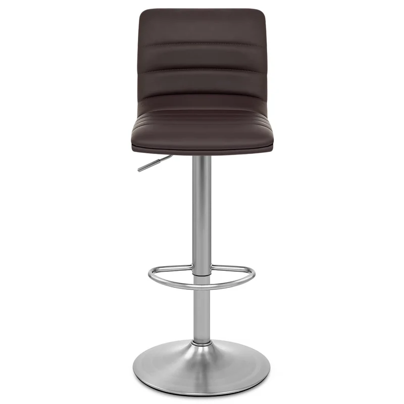 Chaise de Bar Faux Cuir Chrome Brossé - Linear Marron