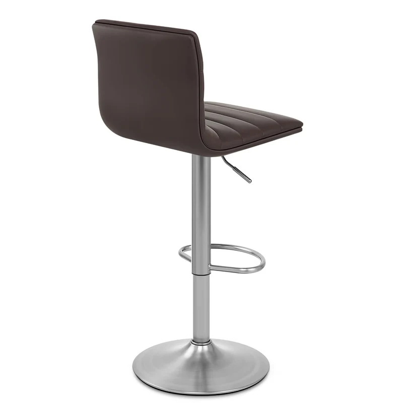 Chaise de Bar Faux Cuir Chrome Brossé - Linear Marron
