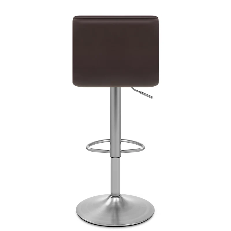 Chaise de Bar Faux Cuir Chrome Brossé - Linear Marron