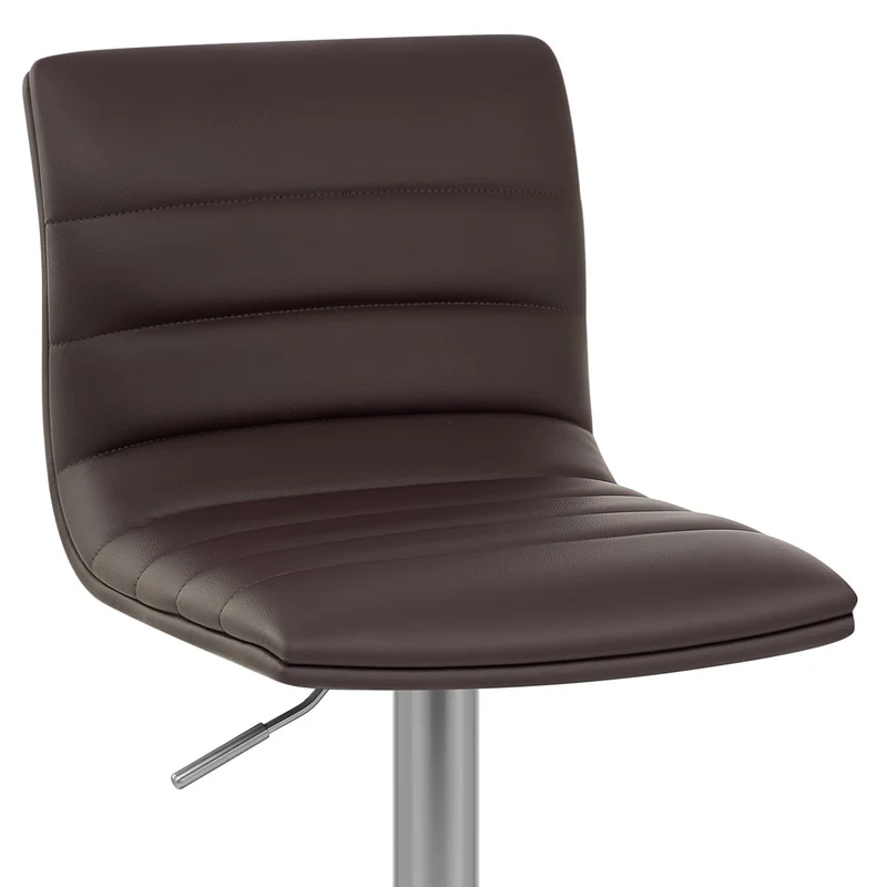 Chaise de Bar Faux Cuir Chrome Brossé - Linear Marron