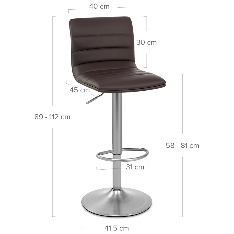 Chaise de Bar Faux Cuir Chrome Brossé - Linear Marron