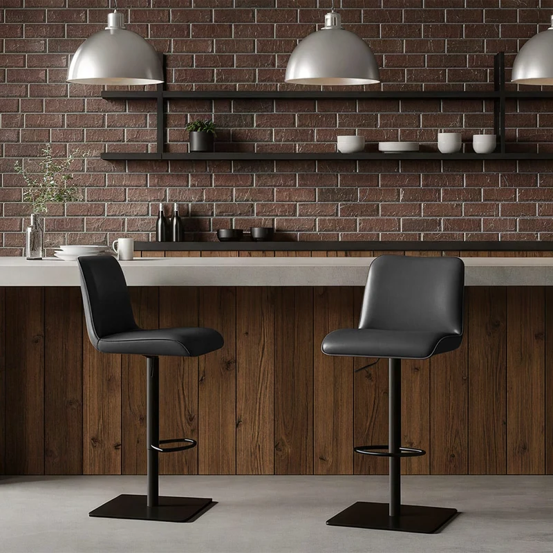 Tabouret Cuir Véritable - Lola Noir