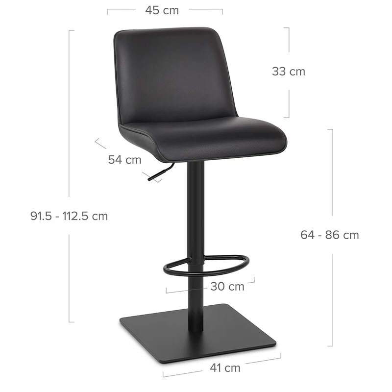 Tabouret Cuir Véritable - Lola Noir