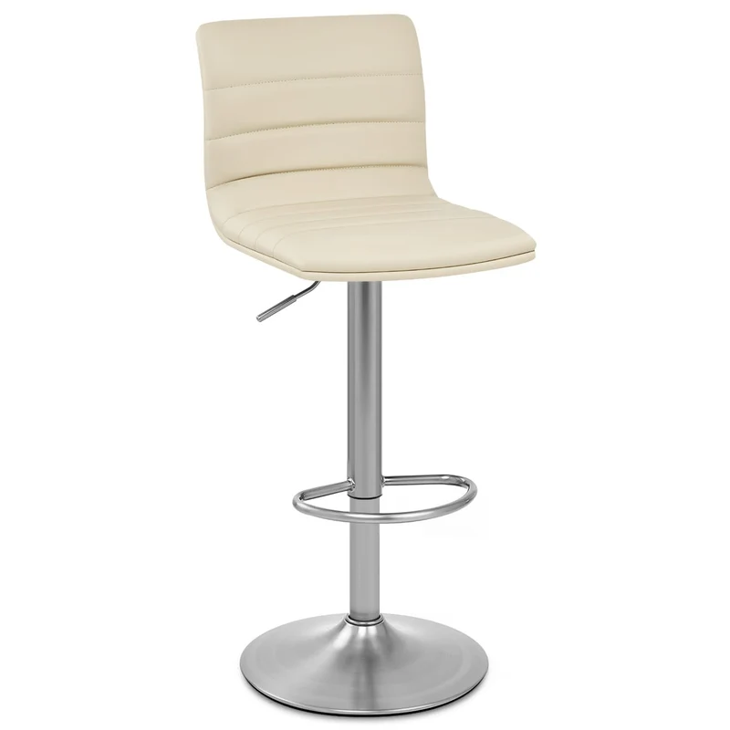 Chaise de Bar Faux Cuir Chrome Brossé - Linear Crème
